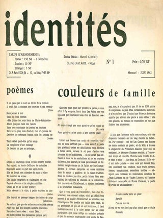 Identités. Journal Littéraire. No. 1 (June 1962) through No. 13/14 (Winter/Spring 1966) (all published).