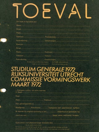 Toeval: Studium Generale 1972, Rijksuniversiteit Utrecht.