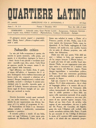 Quartiere Latino. Anno I, No. 1 (24 Ottobre 1913) through Anno II, No. 8 (28 Febbraio 1914) (all published).