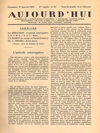 Book ID: 53103 Aujourd'hui. 1er Année, No. 1 (5 décembre 1929) through 2me Année, No....