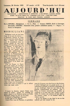 Aujourd'hui. 1er Année, No. 1 (5 décembre 1929) through 2me Année, No. 109 (31 décembre 1931) (all published).
