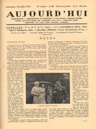 Aujourd'hui. 1er Ann&eacute;e, No. 1 (5 d&eacute;cembre 1929) through 2me Ann&eacute;e, No. 109 (31 d&eacute;cembre 1931) (all published).