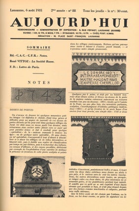 Aujourd'hui. 1er Année, No. 1 (5 décembre 1929) through 2me Année, No. 109 (31 décembre 1931) (all published).