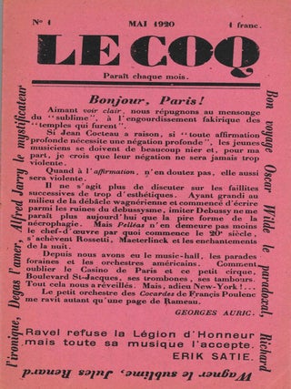 Le Coq. Later: Le Coq Parisien. No. 1 (Avril/Mai 1920) through No. 4 (Novembre 1920). Includes: two additional variants of issue no. 1 (all published).