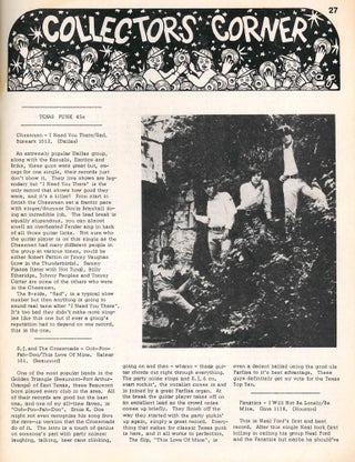 Not Fade Away. The Texas Music Magazine. Vol. I, No. 1 (Fall 1975) through No. 4 (1985) (all published).