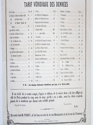 Spécimen Authentique des Infames Spéculations Auxquelles a Donné Lieu le Siége de Paris 1870-1871.