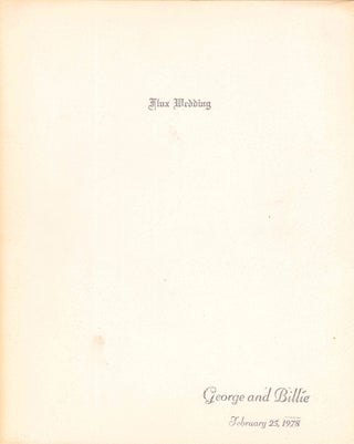 Book ID: 53454 Flux Wedding: George and Billie, February 25, 1978. George Maciunas, Billie...