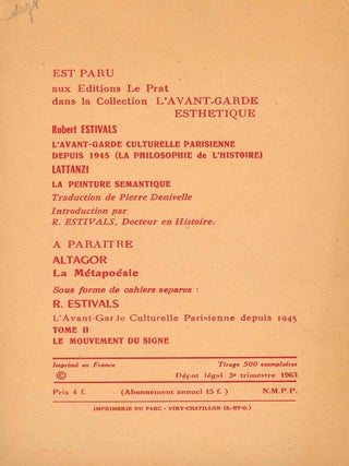 Schémas. La Revue de l'Avant-Garde esthétique socialiste. No. 1 (3e Trimestre 1963) & No. 2 (1er Trimestre 1965) (all published).
