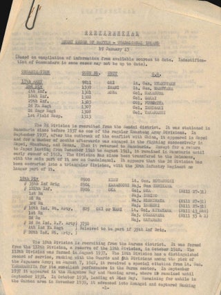 Small Collection of Typed Documents Containing Translations of Japanese POW Diaries and Japanese Military Operations Orders.