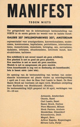 Three 1960s Dutch 'Manifests Against Nothing'.