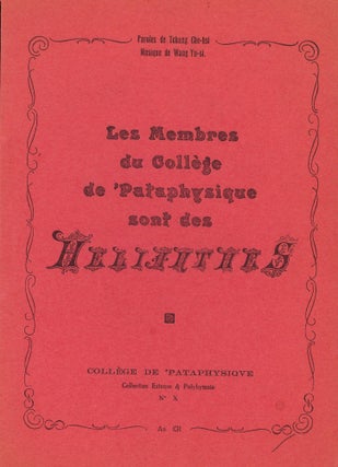 Collection Euterpe & Polyhymnie, Collège de 'Pataphysique. No. 1 (LXXXIII - 1956 vulg.) through No. 10 (CII - 1975 vulg.)