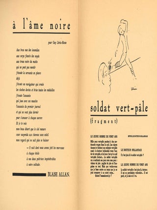 Minutes. First issue subtitled: Cahiers de Littérature et d'Art. First Series: No. 1 (December 1930) through No. 6 (Janvier 1932), followed by Second Series, No. 1 (Fevrier 1934).