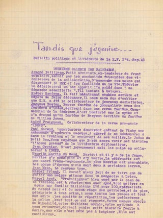 Exceptional Collection of Original Political Tracts and Journals from the French Resistance of World War II.