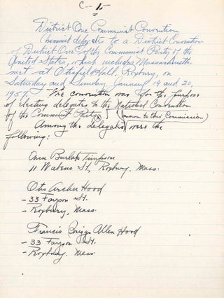 Collection of Documents and Files from the Communist Red Scare in Massachusetts and at the Massachusetts Institute of Technology.