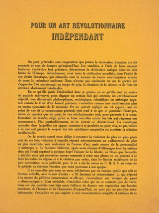 Pour un art r&eacute;volutionnaire ind&eacute;pendant. 6 Variants.