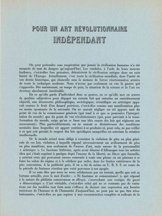Pour un art r&eacute;volutionnaire ind&eacute;pendant. 6 Variants.