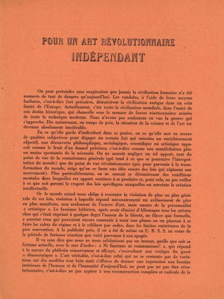 Pour un art r&eacute;volutionnaire ind&eacute;pendant. 6 Variants.
