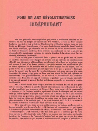 Pour un art r&eacute;volutionnaire ind&eacute;pendant. 6 Variants.