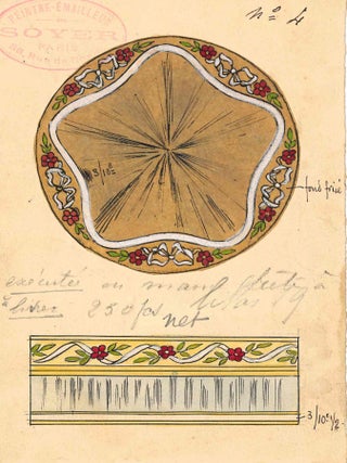 Archive of Original Watercolors and Sketches for Enameled Boxes and Cases.