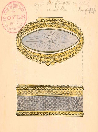 Archive of Original Watercolors and Sketches for Enameled Boxes and Cases.