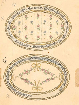 Archive of Original Watercolors and Sketches for Enameled Boxes and Cases.