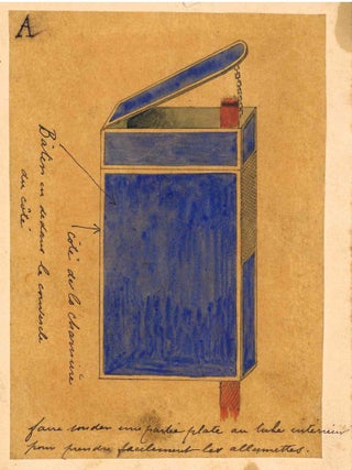Archive of Original Watercolors and Sketches for Enameled Boxes and Cases.